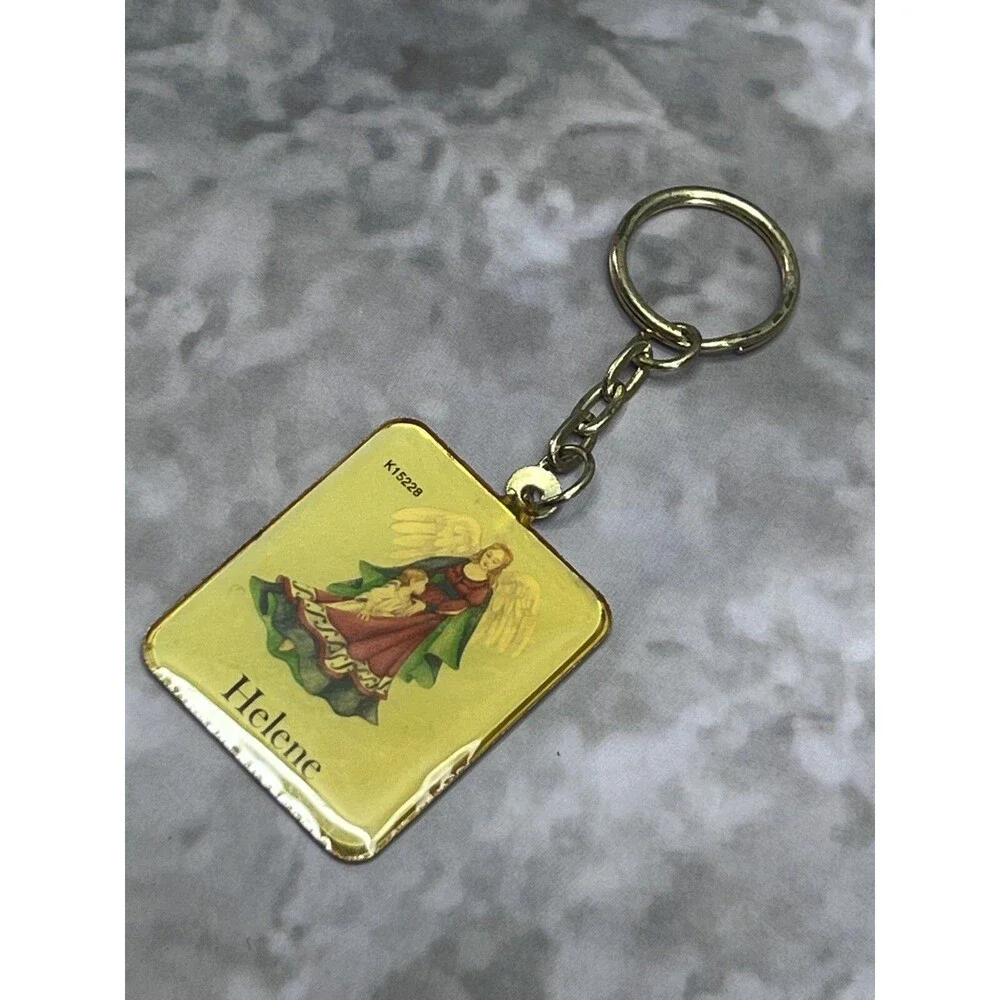Christian Catholic Helene Guardian Angel Vintage Keychain Keyring